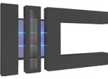 Dmora Parete Attrezzata Bellino 30X320X180H Cm Nero Antracite, 5 Ante Apertura Battente E A Ribalta Italy