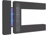 Dmora Parete Attrezzata Annie 30X280X180H Cm Nero Antracite, 4 Ante Apertura Battente E A Ribalta Italy