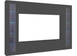 Dmora Parete Attrezzata Bellizzi 30X260X180H Cm Nero Antracite, 4 Ante Apertura Battente E A Ribalta Italy