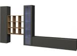 Dmora Parete Attrezzata Arizzano 30X310X180H Cm Nero Antracite, 21 Vani Apertura Battente E A Ribalta Italy