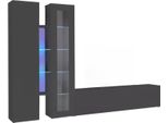 Dmora Parete Attrezzata Arin 30X280X180H Cm Nero Antracite, 3 Ante Apertura Battente E A Ribalta Italy