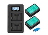 Batteria, Capacità 2250Mah, Compatibile Con Fotocamere Digitali, 2 Batterie E Caricatore