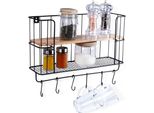 Scaffale Da Cucina In Metallo Con Ganci Per Utensili Da Cucina E Spezie. Ringhiera