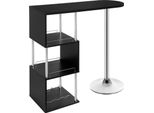 Tavolo Da Bar - Tavolo Da Bistrot/Colazione - 3 Ripiani E Divisorio - Piano Del Tavolo 113X40 Cm - Altezza 105 Cm - Per 2 Persone - Mdf E1 E Struttura In Acciaio - Nero