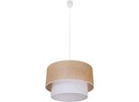 Lampada A Sospensione Scandinava In Iuta, Doppio Paralume, Beige E Bianco, 1Xe27 60W, Bueno Milagro