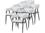 Set Di 6 Sedie Da Sala Da Pranzo "Kohlmand"" Imbottite In Tessuto Intrecciato Grigio Chiaro"