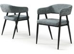 Set Di 2 Sedie Da Sala Da Pranzo Imbottite "Kohlmand"" In Tessuto Intrecciato Grigio Scuro"