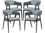 Set Di 4 Sedie Da Sala Da Pranzo "Kohlmand"" Imbottite In Tessuto Intrecciato Grigio Scuro"
