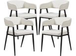 Set Di 4 Sedie Da Sala Da Pranzo "Kohlmand"" Imbottite In Tessuto Intrecciato Beige"