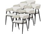 Set Di 6 Sedie Da Sala Da Pranzo "Kohlmand"" Imbottite In Tessuto Intrecciato Beige"