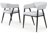 Set Di 2 Sedie Da Sala Da Pranzo "Kohlmand"" Imbottite In Tessuto Intrecciato Grigio Chiaro"