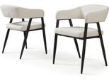 Set Di 2 Sedie Da Sala Da Pranzo "Kohlmand"" Imbottite In Tessuto Intrecciato Beige"