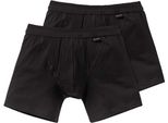 Schiesser Herren Pantaloncini 2Er Pack - Cotone Essentials, Autentico, Nadelzug, Uni Schwarz 7 (Gr. X-Large)