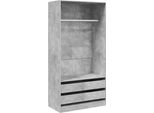 Vidaxl Armadio Grigio Cemento 100X50X200 Cm Materiale A Base Di Legno