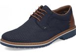 Rieker Uomo Scarpa Bassa Stringata Extra Larga Leggera Motivo Geometrico 16504, Misura:46 Eu, Colore:Blu