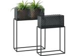Supporto Per Piante Honnelles Set Di 2 Supporti Per Vasi Da Fiori Di Diverse Dimensioni Supporto Per Vasi Da Fiori Supporto Per Piante Supporto Per Fiori In Metallo Nero