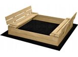 Sabbiera In Legno Con Panche E Accessori 120X120Cm (Naturale)