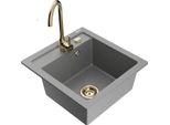 Mexen Vito Lavello In Granito A 1 Vasca Con Miscelatore Da Cucina Telma, Grigio - 6503-71-670200-50