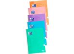 Quaderno A Spirale Oxford Write&Erase Folio 80H 4X4 W/Margine W/Stripes W/Pastel Stitching Confezione Da 4+1
