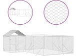 Vidaxl Cuccia Per Cani Da Esterno Con Tetto Silver 6X6X2,5M Acciaio Zincato