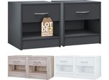 Casaria® Set 2X Comodini 41X39X28 Cm Spazioso Cassetto Portaoggetti Con Maniglia Ripiano Aperto Comodino Tavolino Da Notte Arredamento Camera Da Letto