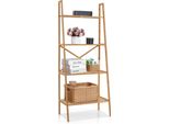Costway Scaffale A Scala In Bambù, Libreria A 4 Livelli, Scaffale In Piedi Naturale, Per Ufficio E Soggiorno, 60 X 35,5 X 148 Cm