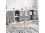 Vidaxl Libreria Con Ante Grey Sonoma 204X37X75 Cm Materiale A Base Di Legno