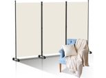 Paravento Yakimz Con Rotelle Divisorio Pieghevole Parete Divisoria Per Esterni Paravento Per Giardino Divisorio Per Ambienti 3 Pezzi Beige 263X181 Cm