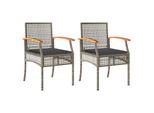 Vidaxl Sedie Da Giardino Con Cuscino 2 Pz. Legno Di Acacia In Poly Rattan Grigio