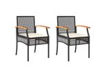 Vidaxl Sedie Da Giardino Con Cuscini 2 Pezzi Nero Poli Rattan Legno Di Acacia