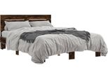 Vidaxl Struttura Letto In Rovere Affumicato 135X190 Cm Materiale A Base Di Legno E Metallo