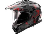 LS2 MX702 Pioneer Ii Crazy Motocross Helmet, Schwarz/Grau/Rot, 3XL (65/66)