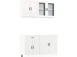 Vidaxl Set Di Armadietti Da Cucina 4 Pezzi Porto In Materiale Ligneo Bianco Lucido
