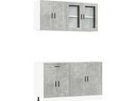 Vidaxl Set Di Armadietti Da Cucina 4 Pezzi Porto Cemento Grigio Materiale A Base Di Legno