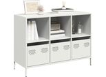 Vidaxl Credenza Bianca 101,5X39X73,5 Cm Acciaio Laminato A Freddo