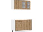Vidaxl Set Di Armadietti Da Cucina 4 Pezzi Lyon Artisan In Legno Di Quercia