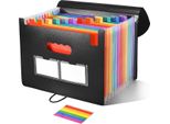 Inf Cartella Portadocumenti Espandibile Con 13 Tasche, Cartella A Fisarmonica Arcobaleno Con Chiusura Di Sicurezza Con Cordino