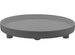2.03 Xl Vassoio Rotondo Su Piedini - Ø 38 Cm Circa - Grande Vassoio Decorativo In Legno - Colore: Grigio