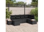 Vidaxl Set Di Divani Da Giardino Con Cuscini 6 Pezzi Nero Poly Rattan
