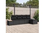 Vidaxl Set Di Divani Da Giardino Con Cuscini 5 Pezzi Nero Poly Rattan