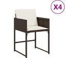 Vidaxl Sedie Da Giardino Con Cuscini 4 Pz. Poli Rattan Marrone