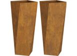 Vidaxl Fioriera 2 Pezzi Rusty 30 X 30 X 75 Cm Acciaio Resistente Alle Intemperie