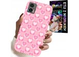 Custodia Per Motorola Edge 30 Neo - Cuori A Quadri Rosa Custodia + Pellicola Protettiva