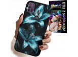 Custodia Per Motorola Moto G10 Power - Gigli Turchesi Fiori Custodia + Vetro