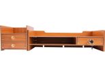 Supporto Per Monitor - Organizzatore Da Tavolo - 2 Livelli - Mdf - Cassetto Con Serratura - Porta Cellulare - 48×20×13,5 Cm - Portata 5 Kg - Arancione
