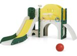Costway Scivolo Per Bambini, Set Scivolo Con Struttura Per Arrampicata, Tunnel Giochi, Canestro Da Basket, Gioco Di Lancio E Telescopio, Scivolo Pieghevole Per Bambini Dai 1+ Anni