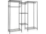 Armadio Costway Con 7 Ripiani In Filo Metallico E 4 Aste Appendiabiti, Appendiabiti 2 In 1 Come Scaffale Angolare, Organizer Per Vestiti, 188X46X198 Cm, Nero
