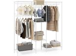 Armadio Costway Con 7 Ripiani In Filo Metallico E 4 Aste Appendiabiti, Appendiabiti 2 In 1 Come Scaffale Angolare, Organizer Per Abiti, 188X46X198 Cm, Bianco