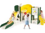 Costway Scivolo Pieghevole Per Bambini, Scivolo 10 In 1 Con Canestro Da Basket, Gioco Di Lancio, Lavagna, Tunnel, Telescopio E Spazio Di Stivaggio, Scivolo Per Bambini Piccoli 3+