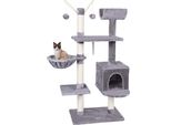Melko Albero Da Graffiare Grigio 131 Cm Casa Per Gatti Albero Da Arrampicata Albero Da Gioco Natura Colonna In Sisal